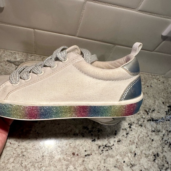 GAP Other - Gap Kids White Canvas Sneakers with sparkly rainbow trim